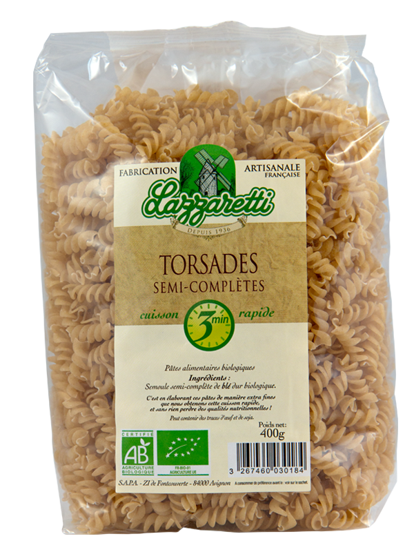 Pâtes sèches blanches Torsades sac 5 kg ES Noria